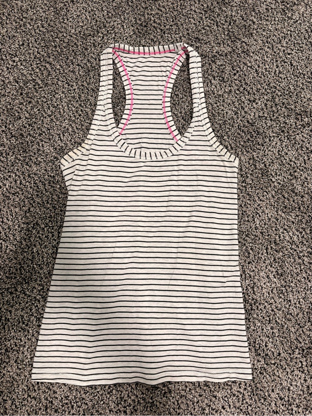 Lululemon Striped Racerback Tank with Pink Trim Accents